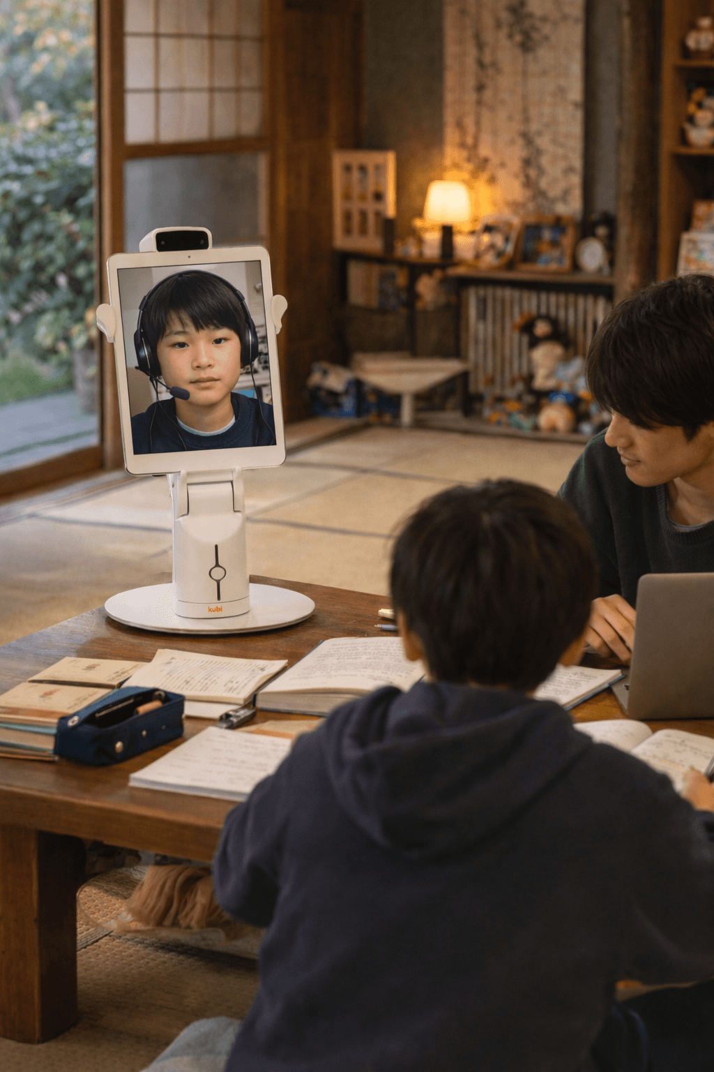 Kubiロボットを通じてリモート参加する子どもの様子